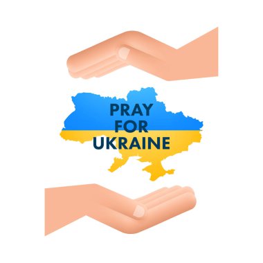 Rusya-Ukrayna savaşı. Savaşı durdurun. Kırmızı kalp. Yardım edin, Ukrayna için dua edin. Vektör stok illüstrasyonu