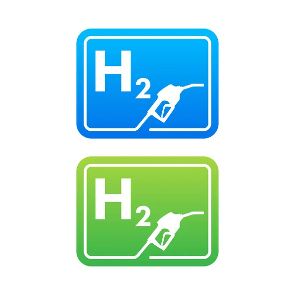 Wasserstoff-Tankstelle, H2-Gas. Erneuerbare Ökoenergie. Vektoraktiendarstellung. — Stockvektor