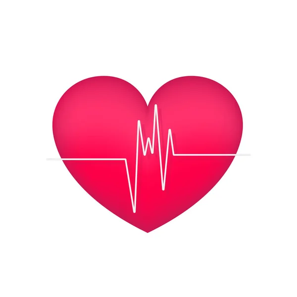 Red heartbeat. Heart pulse. Cardiogram Concept. Vector stock illustration. — Stock Vector