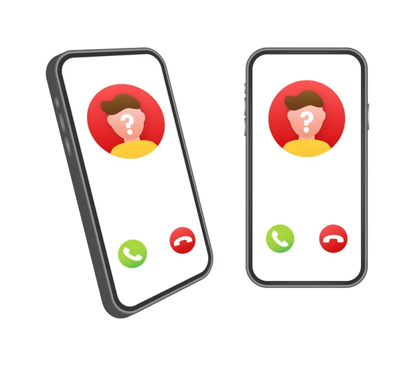 Unknown person call on smartphone screen. Incoming call. Vector stock illustration. — Stock Vector