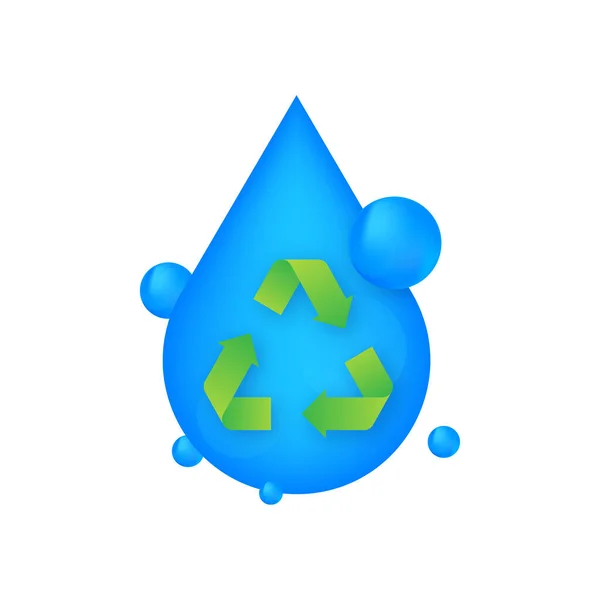 Recyklace a úspora vody. Ochrana vody. Obrázek vektorové populace. — Stockový vektor