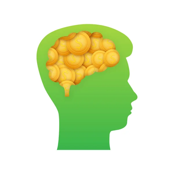 Abstrakcyjna ikona ze złotym mózgiem na jasnym tle. Sztuczna inteligencja. — Wektor stockowy