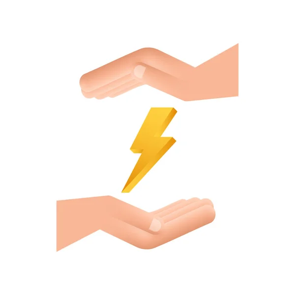 Lightning Bolt Hands Thunder Bolt Lighting Strike Expertise Vector Illustration — Stock Vector