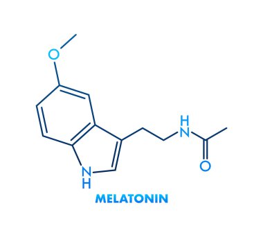 Beyaz arka planda 3 boyutlu melatonin formülü. İzole vektör illüstrasyonu.