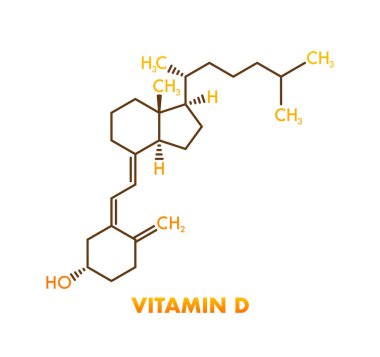Altın arka planda yeşil D vitamini formülü. Vektör 3d illüstrasyon.