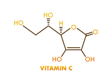 Konsept tasarım için 3 boyutlu C vitamini formülü. Sağlık hizmeti kavramı.