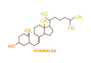 D3 vitamini formülü, her amaç için harika bir tasarım. Vektör çizimi izole edildi.