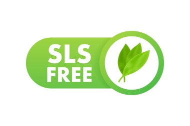 Green icon with sign sls free. Sls free on white background clipart