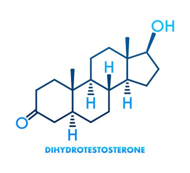 Dihydrotestosterone DHT, androstanolone, stanolone hormone molecule. Skeletal formula Vector illustration clipart