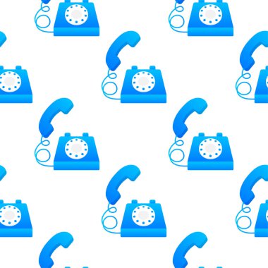 Beyaz arka planda klasik tarzda kırmızı eski telefon. desen vektör illüstrasyonu.
