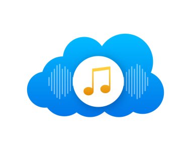 Web, mobil ve bilgi grafikleri için müzik satırı simgesi indir. Düz dizayn. Bulut depolama ikonu. Veri deposu.