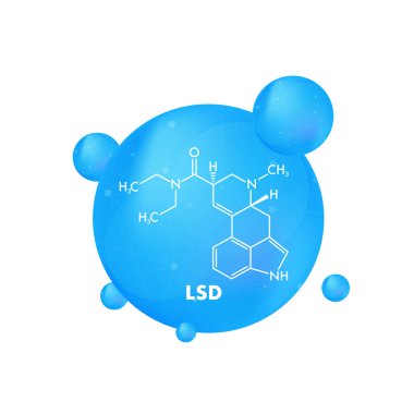 LSD formülü. LSD liserjik asit dietilamid ilaç formülü.