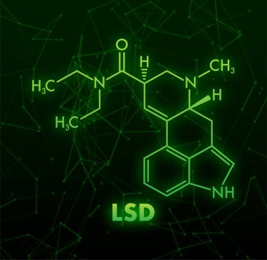 LSD formülü. LSD liserjik asit dietilamid ilaç formülü.
