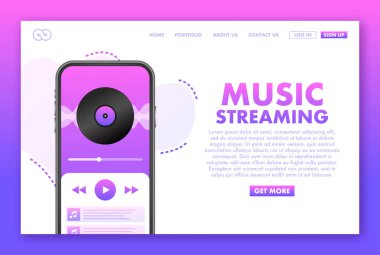 Düz müzik akışı. Vektör soyut illüstrasyon. Soyut arkaplan.