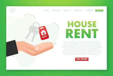 Ev ve anahtarı parmağında tutuyor ve veriyor. İşteki emlakçı, yatırım, ipotek, ev kredisi, hesap