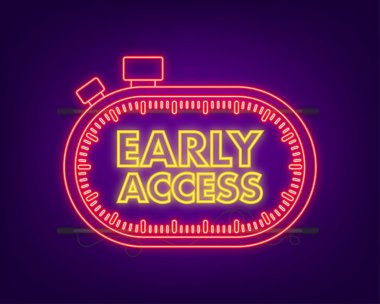 Kırmızı erken erişimi olan klasik bir ikon. Neon simgesi. Vektör simgesi izole edilmiş şablon.