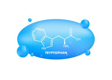 Tryptophan formülü. Tryptophan veya l-tryptophan, Trp, W amino asit molekülü.