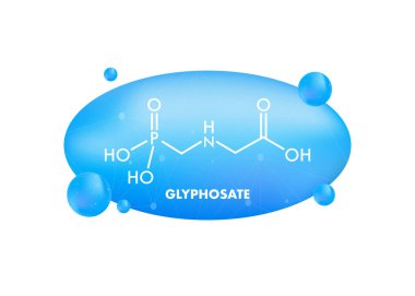 Şekil formülü. Glifosat bitki öldürücü molekül. Vektör illüstrasyonu.