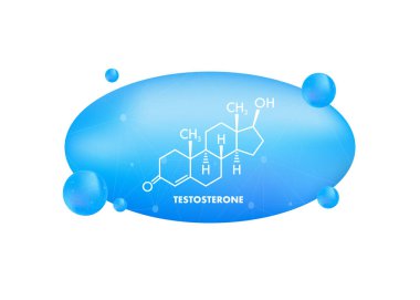 Testosteron formülü. Testosteron moleküler yapısının ince çizgi simgesi.