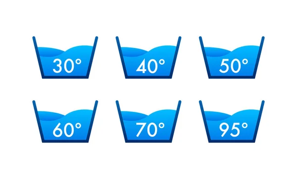 Wassertemperatur Temperaturwaschsymbol Mit Thermometer — Stockvektor