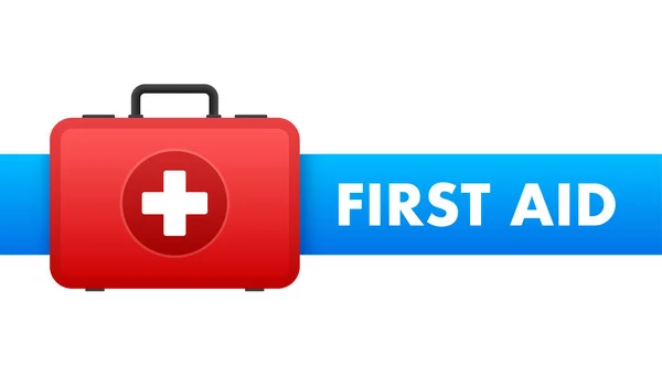 Cartoon Icon Red First Aid White Background Medical Design Flat — Stock Vector