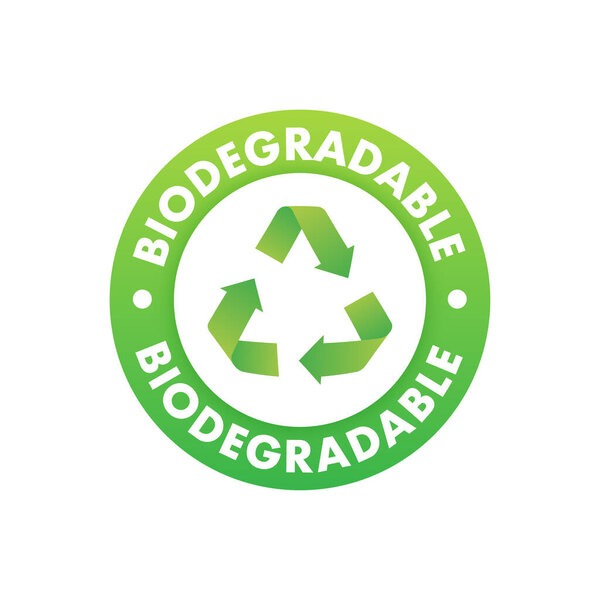 Flat icon with green biodegradable. Eco friendly concept