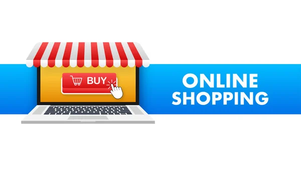 Shopping Online Sul Sito Web Negozio Online Concetto Negozio Sullo — Vettoriale Stock