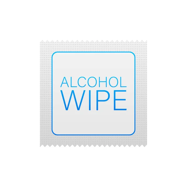 Flat Icon Blue Alcohol Wipe Flat Vector Illustration — Stock Vector