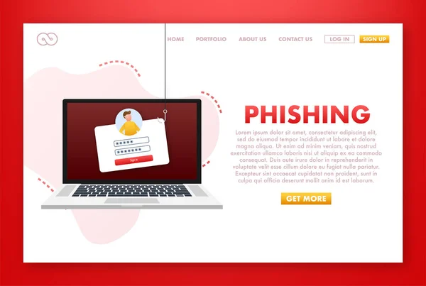 Phishing Internet Login Hackeado Contraseña Ilustración Vectorial — Archivo Imágenes Vectoriales