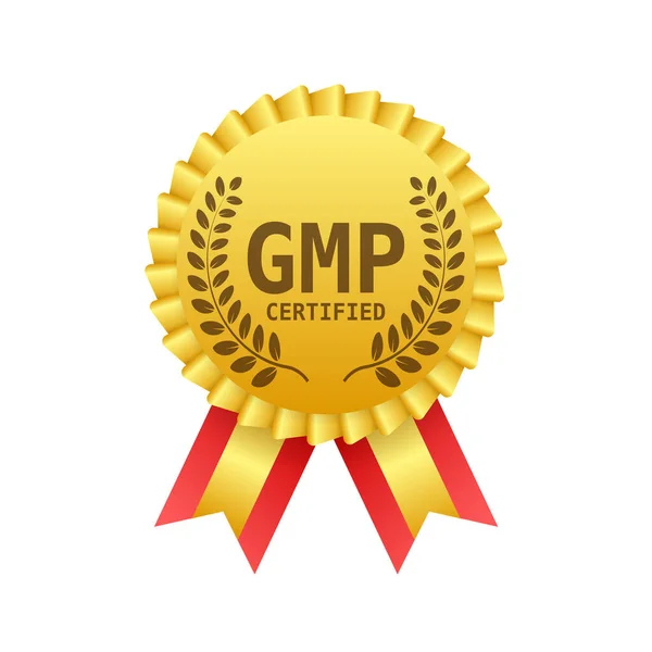 Gmp Good Manufacturing Practice Сертифікована Кругла Марка Векторне Тло Векторний — стоковий вектор