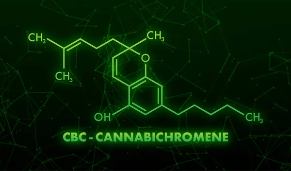 Fórmula Cannabicromeno Cannabichromene Cbc Cannabinoid Molecule Icono Neón — Vector de stock