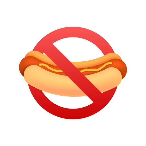 Sinal Proibido Vermelho Sem Fast Food Ícone Desenho Animado Fundo — Vetor de Stock