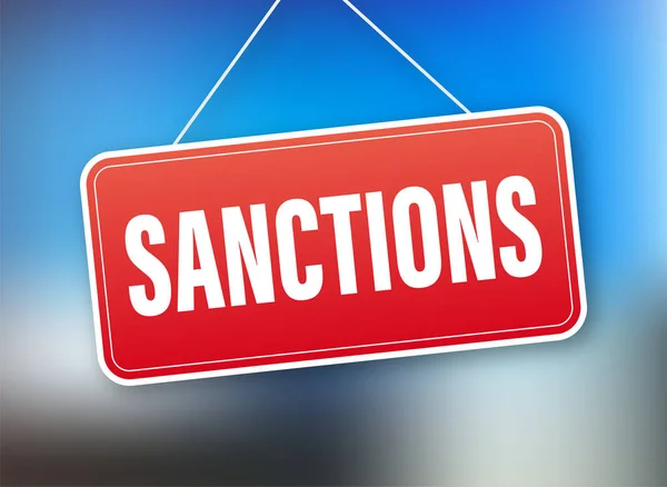 Sanciones Señal Roja Prohibitiva Sobre Fondo Blanco Ilustración Vectorial — Vector de stock