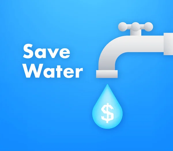 Wasser Sparen Ökologiekonzept Weltumwelttag Weltwassertag — Stockvektor