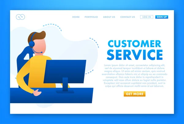 Kundenservice Call Center Landing Page Online Support Center Hilfe Vektoraktiendarstellung — Stockvektor