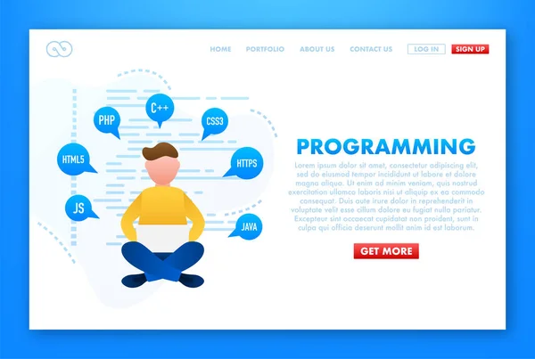 Ілюстрація Програмуванням Дизайну Сайту Дизайн Інтернету Векторні Ілюстрації — стоковий вектор