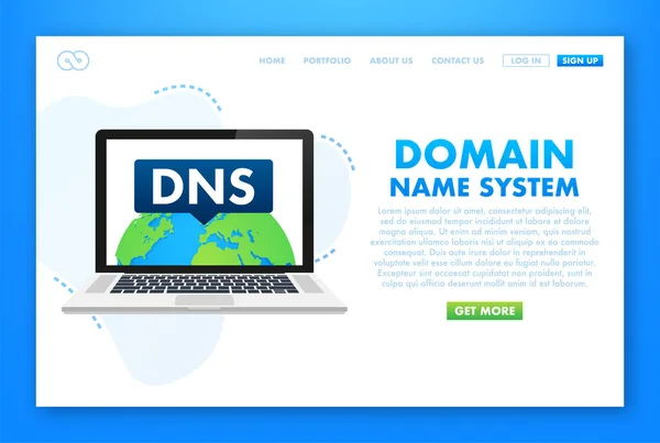 Dns Domain Name System Server Global Communication Network Concept Web — Stock Vector