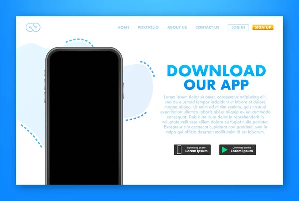 Taste Mit Download Unserer App Für Webseiten Design Werbebanner Für — Stockvektor