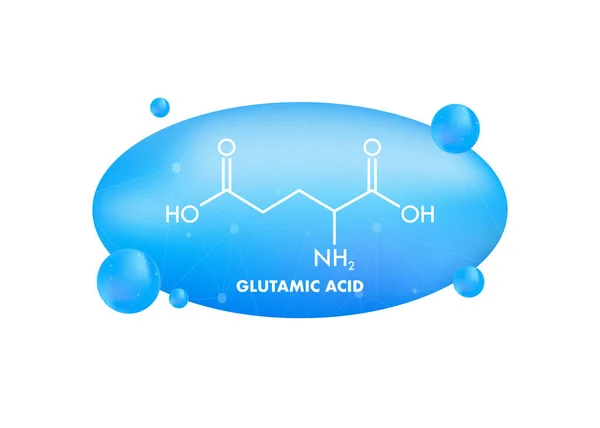グルタミン酸式の化学構造 黒の背景のアイコン — ストックベクタ