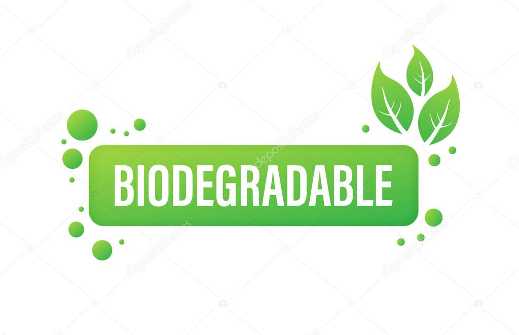 Flat icon with green biodegradable. Eco friendly concept