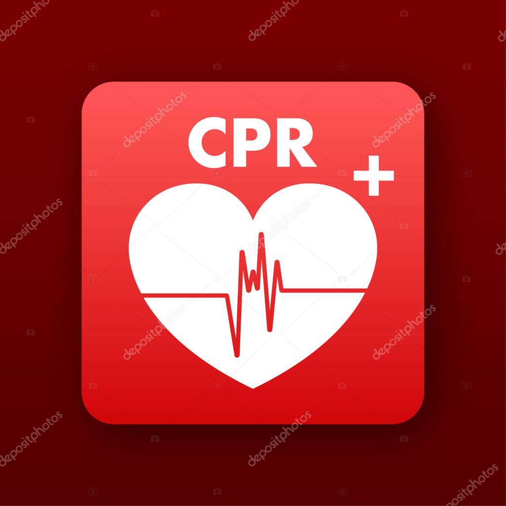 Icon with cpr. Logo symbol. Healthcare illustration. Vector outline illustration.
