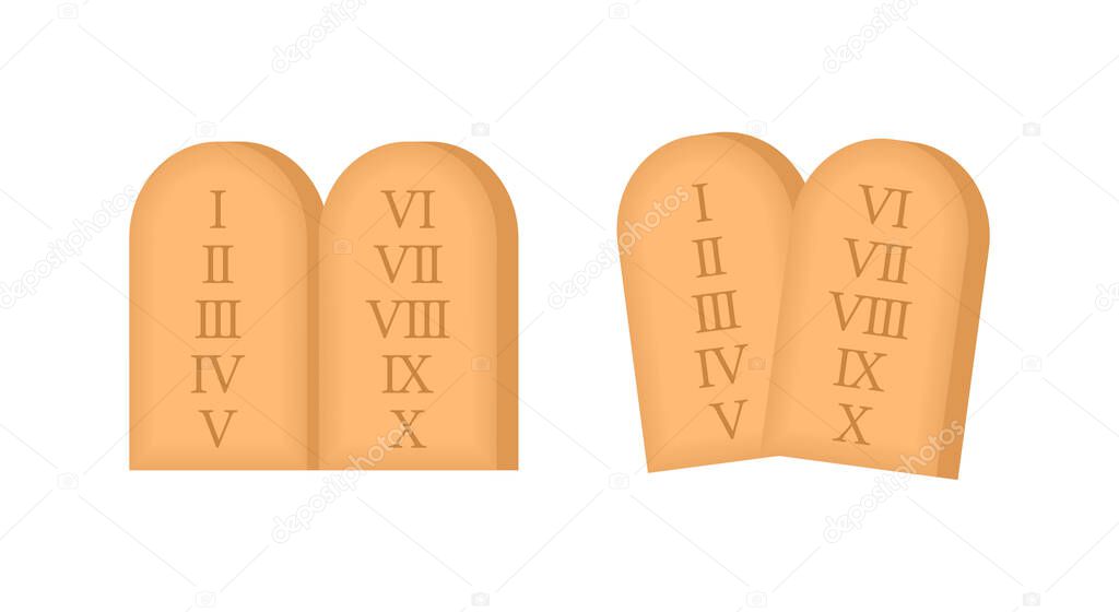 Tables of the covenant. God s law. Ancient stone. Vector logo.