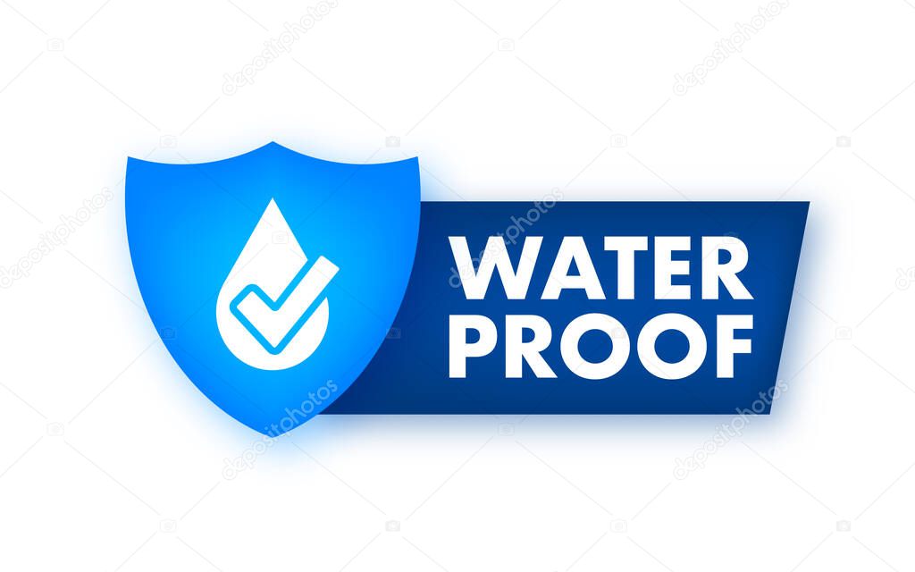 Flat icon with water proof on dust background. Flat blue vector icon