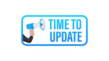 El Tutma Megafonu ve güncelleme zamanı. Megafon bayrağı. Web tasarımı.