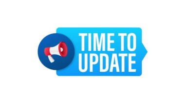 El Tutma Megafonu ve güncelleme zamanı. Megafon bayrağı. Web tasarımı.