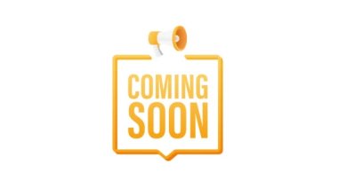 Megafon etiketi yakında geliyor. Megafon bayrağı. Web tasarımı. Hareket grafikleri