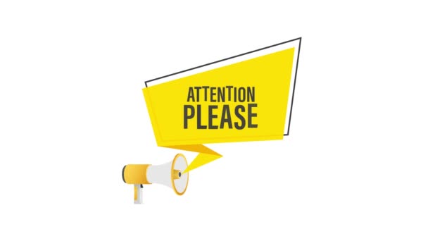 Megaphone Banner Attention Please Red Attention Please Sign Icon Exclamation — Stock Video