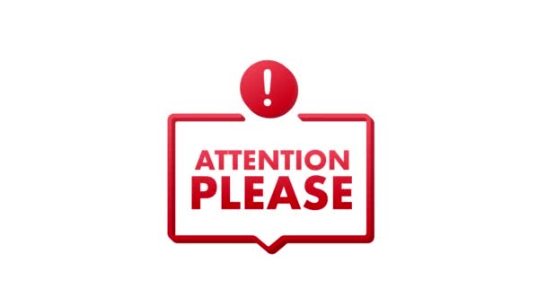 Pankart Lütfen Dikkat Kırmızı Dikkat Lütfen Imza Simgesi Ünlem Tehlike — Stok video