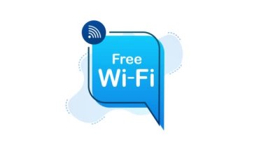 Bedava Wi-Fi bölgesi mavi simgesi. Ücretsiz kablosuz internet imza konsepti. Hareket grafikleri