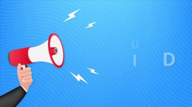 Megafon bayrağı, davet edildiğin mesajlı iş konsepti. Hareket grafikleri .